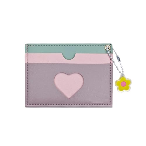 AdiStylinno Schlankes Kartenetui für Damen, minimalistische Leder-Vordertasche, niedlich, kleine Geldbörse mit Ausweisfenster zum Aufbewahren von Karten, Violett, 4.13 x 3.14 x 0.19 in / 10.5 x 8 x von AdiStylinno