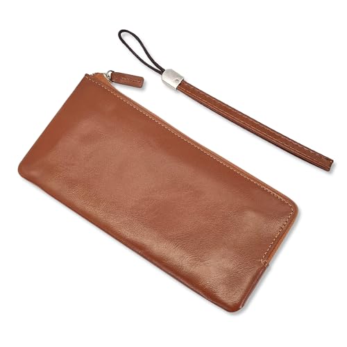 AdiStylinno Lange Geldbörsen Herren, Große Kapazität Portmonee Tragbare Geldbeutel PU Leder Portemonnaie Herren Mehrschichtige Mobile Geldbörse mit Reißverschluss Tasche (Braun) von AdiStylinno