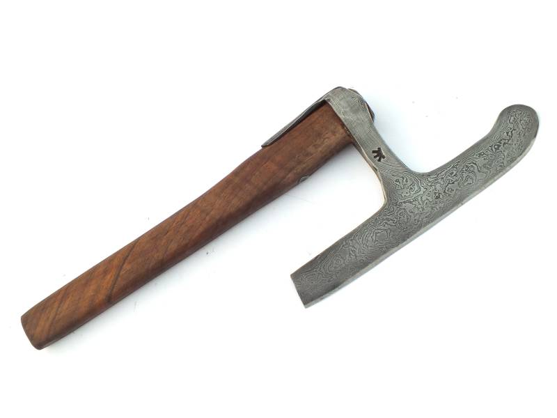 Bn_06C - Kleine Wikinger-Axt Aus Damaststahl, Küchenaxt Oder Holzbearbeitungsaxt Mit Lederscheide von AdiThiel