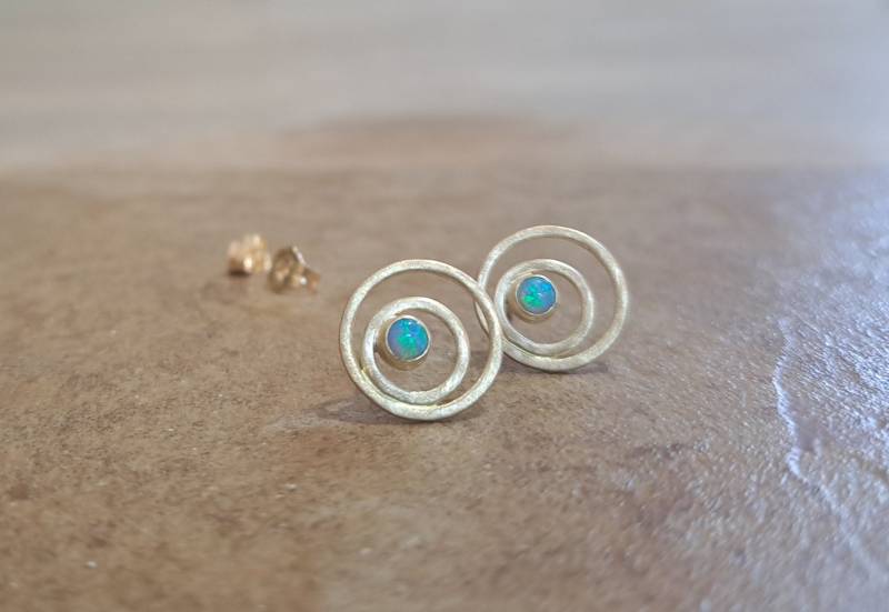 14K Solid Gold Ohrstecker, Opal Post Edelstein Ohrringe von AdiYesod