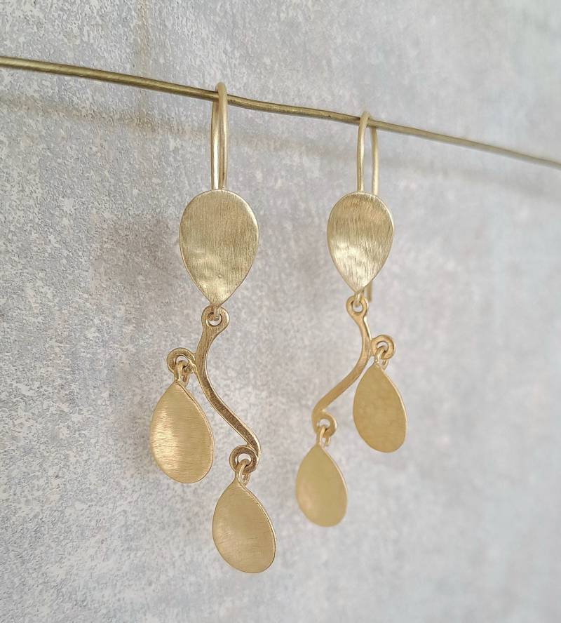 Gold Tropfen Ohrringe , Baumeln Ohrstecker Lange von AdiYesod