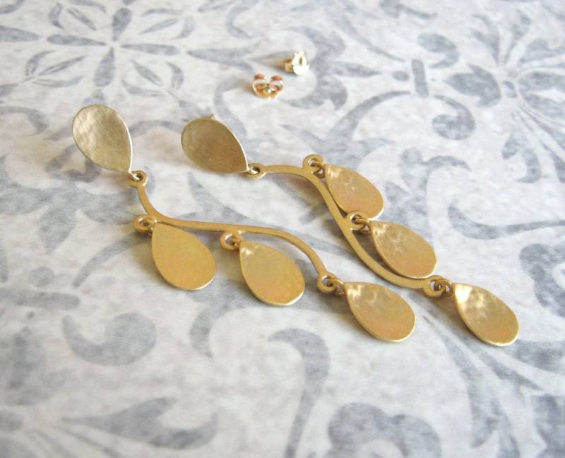 Goldtropfen Lange Ohrringe, Goldtropfen Ohrhänger von AdiYesod