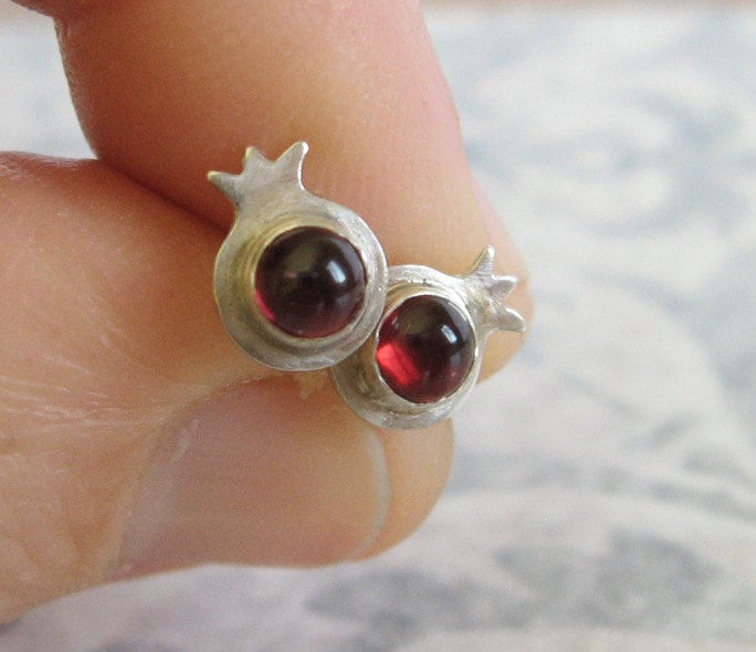 Ohrstecker Silber, Edelstein, Minimalist, Granat von AdiYesod