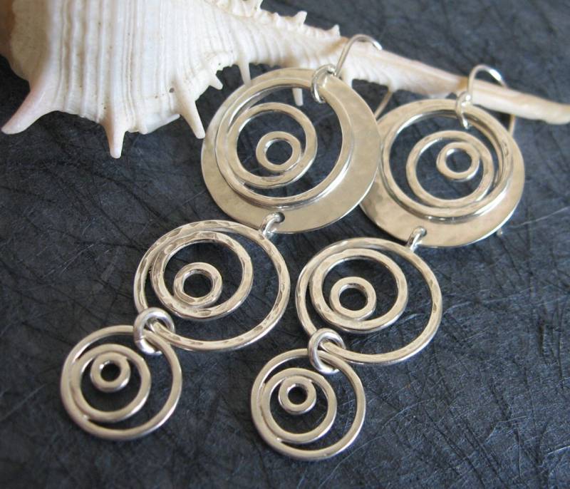 sterling Silber Lange Ohrringe, 925 Spirale Baumelnde Handarbeit Von Adi Yesod von AdiYesod