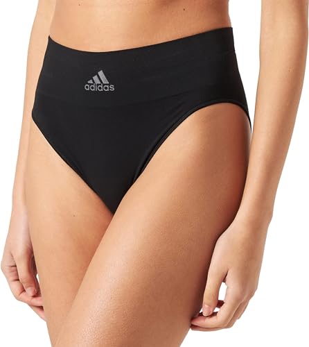 Adidas Unterhosen Damen - High Leg Slip Unterhose hoher Beinausschnitt (Gr. XS - XXL) - bequeme Unterwäsche, Schwarz, L von adidas