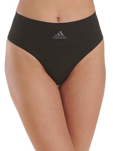 Adidas String Tanga Damen - Unterhosen (Gr. XS - XXL) - bequeme Unterwäsche, Schwarz, L von adidas