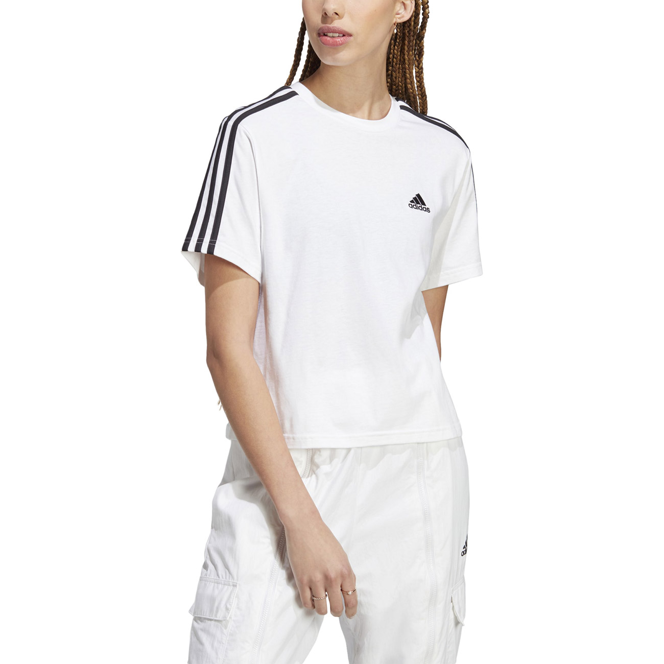 Adidas Sportswear Damen T-Shirt Essentials 3-Streifen Single Jersey Crop-Top von Adidas Sportswear