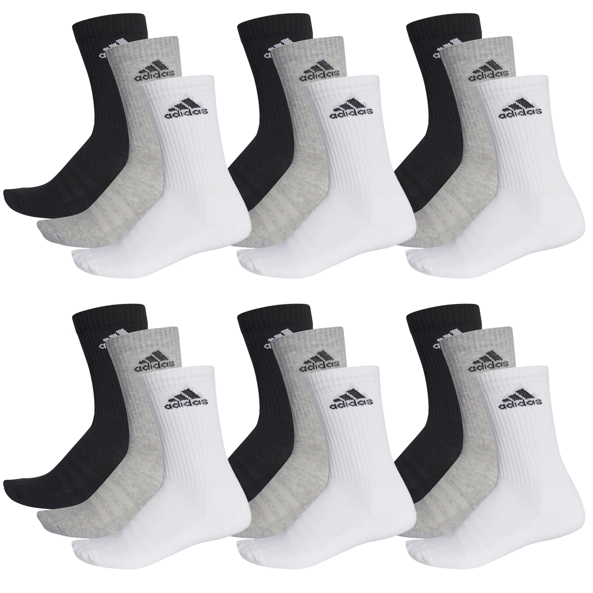 adidas CUSHIONED CREW Tennissocken Sportsocken Damen Herren Unisex 18 Paar von Adidas