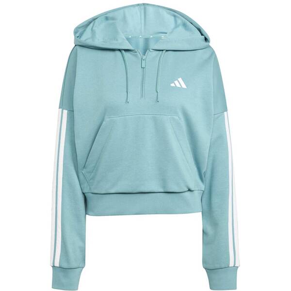 ADIDAS Damen Kapuzensweat Essentials 3-Streifen French Terry Quarter-Zip von Adidas