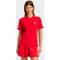 Adidas 3 Stripes Damen T-Shirts - Rot - Größe 32/XXS - Baumwoll-Jersey von Adidas