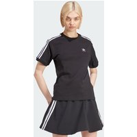 Adidas 3 Stripes Damen T-Shirts - Schwarz - Größe 42/XL - Baumwoll-Jersey von Adidas