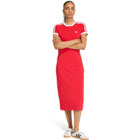 Adidas 3 Stripes Dress Damen Kleider - Rot - Größe 42 - Baumwoll-Jersey von Adidas