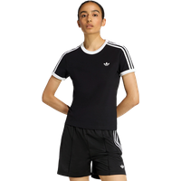 Adidas 3 Stripes Slim T-shirt Damen T-Shirts - Schwarz - Größe 34 - Baumwoll-Jersey von Adidas