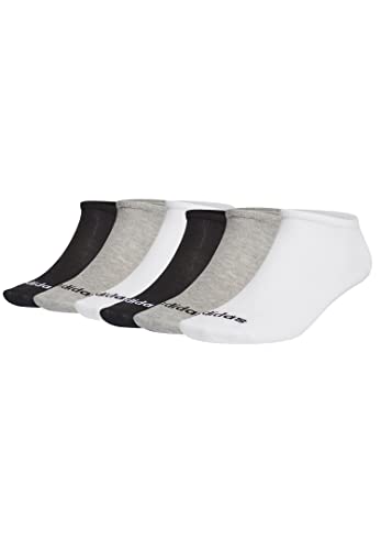 adidas 6 Paar Low Cut Sneaker Socken Unisex Kurzsocke weiss, Farbe:schwarz - weiß - grau, Socken & Strümpfe:43-45 von adidas