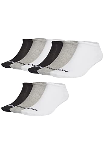 adidas 9 Paar Low Cut Sneaker Socken Unisex Kurzsocke weiss, Farbe:schwarz - weiß - grau, Socken & Strümpfe:43-45 von adidas