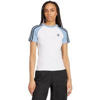 Adidas Adicolor 3-stripes Damen T-Shirts - Weiß - Größe 34 - Baumwoll-Jersey von Adidas