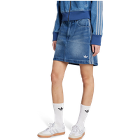 Adidas Adicolor 3-stripes Denim Mini Damen Röcke - Blau - Größe 38 - Baumwoll-Jersey von Adidas