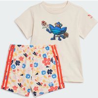 Adidas Aop 3-stripes Baby Trainingsanzüge - Weiß - Größe 75 - 80 CM - Baumwoll-Jersey von Adidas