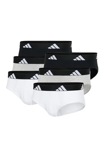 adidas Basic Brief Men Herren Unterhose Slip Unterwäsche 6er Pack, Farbe:Greymix 3399, Bekleidungsgröße:L von adidas
