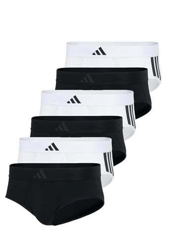 adidas Basic Brief Men Herren Unterhose Slip Unterwäsche 6er Pack, Farbe:White/Black, Bekleidungsgröße:S von adidas