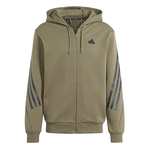 adidas Future Icons 3 Stripe Full Zip Hoody Sweatjacke (M, olive) von adidas