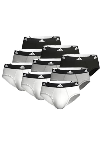 adidas Herren Basic Brief Slips Unterhose Pant Unterwäsche 9er Pack, Farbe:Black/White/Grey, Bekleidungsgröße:L von adidas