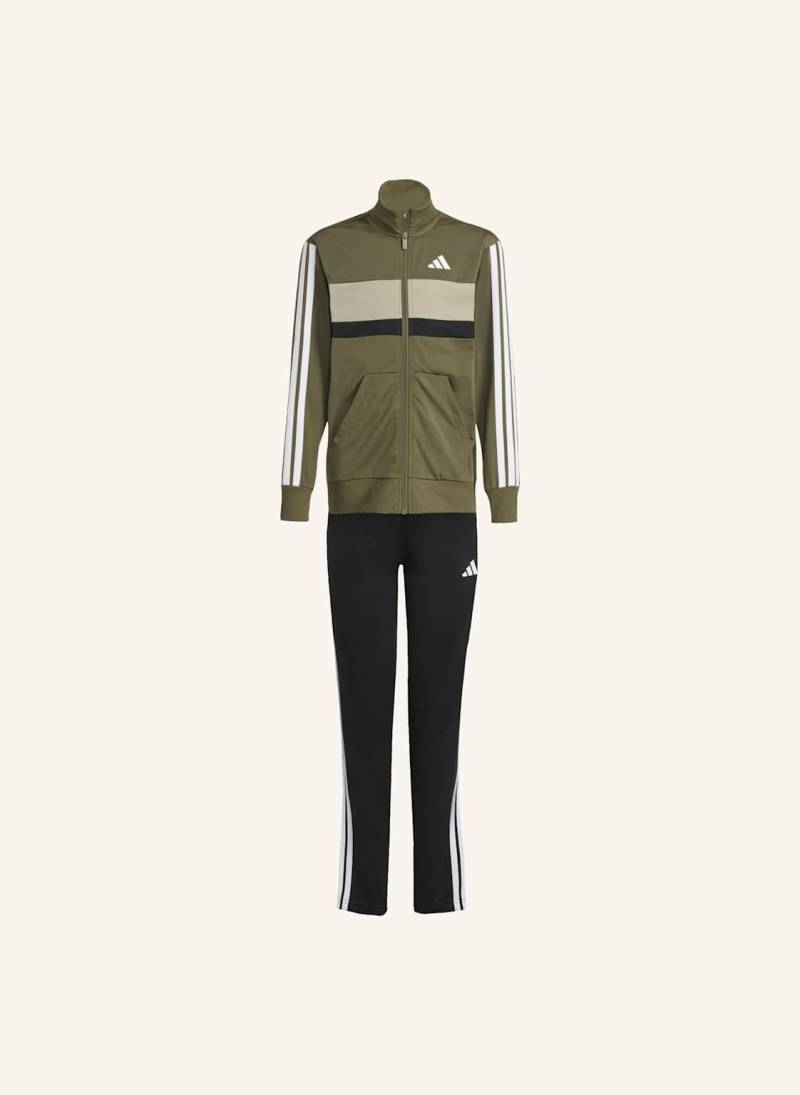 Adidas Seasonal Essentials Tiberio 3-Streifen Tricot Kids Trainingsanzug gruen von Adidas