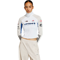 Adidas Teamgeist Slim Long Sleeve Top Damen T-Shirts - Weiß - Größe 36 - Baumwoll-Canvas von Adidas