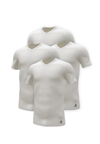 adidas V-Neck T-Shirt Men Herren Unterhemd V-Ausschnitt langlebig 4 er Pack, Farbe:White, Bekleidungsgröße:XXL von adidas