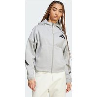 Adidas Z.n.e. Full-zip Damen Kapuzenpullover - Grau - Größe: 32/XXS - Poly Mesh - Foot Locker von Adidas