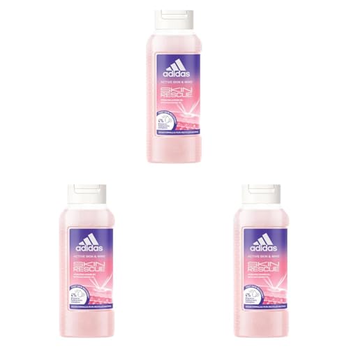 adidas Active Skin & Mind Skin Rescue Duschgel für Frauen, feuchtigkeitsspendende Körperpflege für schnelle Hautregeneration, 250ml (Packung mit 3) von adidas