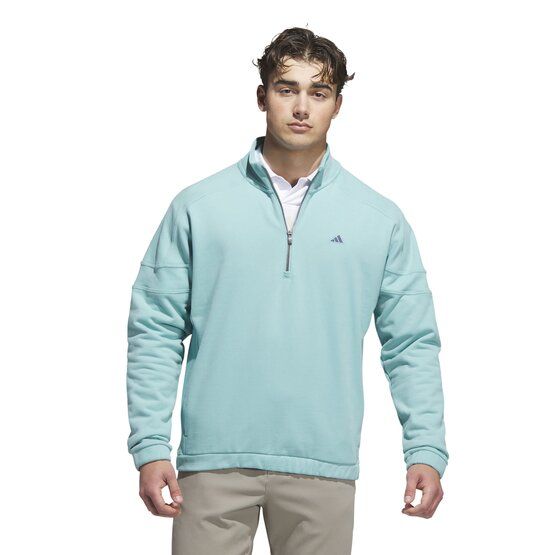 adidas GO-TO HYBRID QUARTER-ZIP PULLOVER Stretch Midlayer hellgrün von Adidas