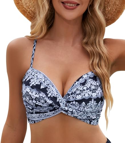 Adigaber Damen Bikini Oberteile Push up Padded Bademode Fliege Rücken Strand Badeanzug Swimsuits von Adigaber