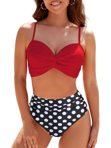 Adigaber Damen Größe Zweiteiliger Badeanzug überkreuztes Blumenmuster Bikini Bademode Bauchkontrolle Bikini Sets von Adigaber