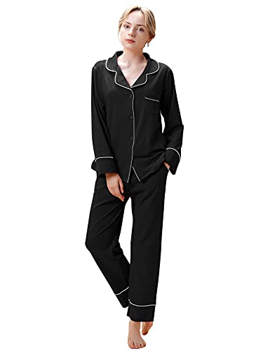 Adigaber Damen Schlafanzug Set Winter Pyjama Lang Nachtwäsche Warm Langarm Sleepshirt mit Pyjamahose Sleepwear Winter Herbst von Adigaber