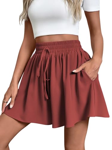 Adigaber Damen Shorts Weites Bein Kordelzug Kurze Hose mit Taschen Lose Freizeit Culottes von Adigaber