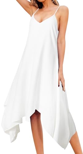 Adigaber Damen Strandkleid Sommer V Ausschnitt Blumenmuster Spaghetti Swing Beach Vertuschung mit Taschen Elegante von Adigaber
