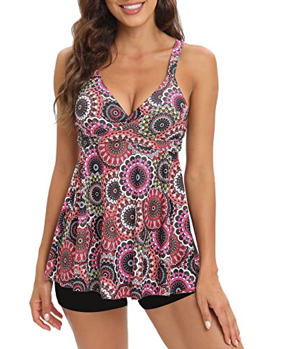 Adigaber Damen zweiteilig Badeanzug Push up Bademoden bauchweg Tankini Set mit Hot Pants Drucken Badeanzug Sportlich Adigaber Damen zweiteilig Badeanzug Push up Bademoden bauchweg Tankini Set mit Hot Pants Drucken Badeanzug Sportlich von Adigaber