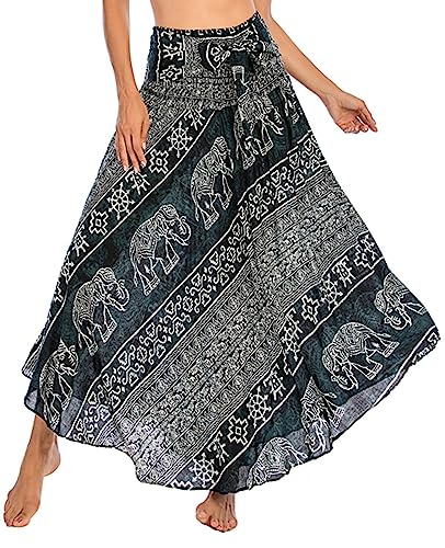 Adigaber Lang Gedruckter Rock Damen Chiffon Bohemien Einheitsgröße Maxirock Verstellbares Riemen Kleid Urlaub Sommerrock Strandkleider von Adigaber