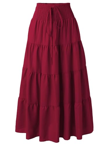 Adigaber Lang Rock Damen Chiffon Bohemien Einheitsgröße Maxirock Verstellbares Riemen Kleid Urlaub Sommerrock Strandkleider von Adigaber