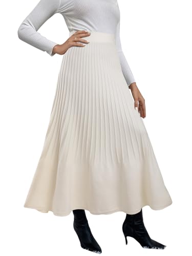 Adigaber Rock Damen Winter Midi Lang Röcke Hohe Taille Faltenrock A-Linie Elegant Frauen Skirt von Adigaber