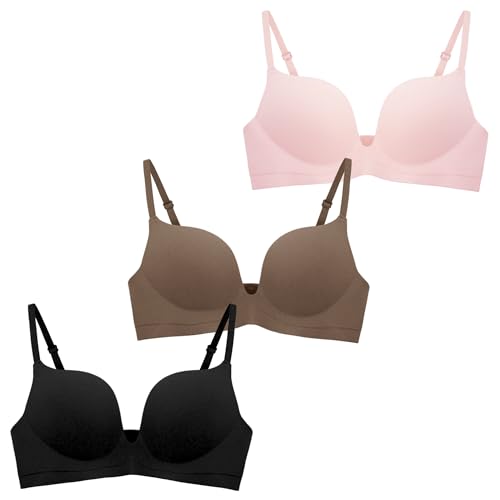 Adigau 3er Mädchen BH Bügellos Atmungsaktiv Teenager ohne Marken Unterwäsche Mittelschülerin Klassisches Bequem Nahtlose Sportunterwäsche mit Verstellbarem abnehmbarem Schultergurt Unterwäsche von Adigau