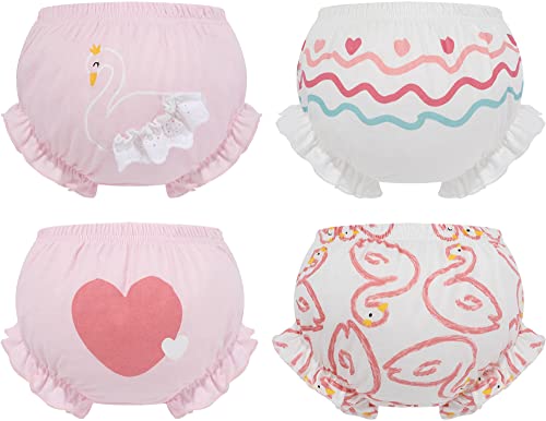 Adigau 4er Set Baby Mädchen Höschen Pumpshorts Baumwolle Bloomer Shorts Windelhose Kleinkind Kinder Unterwäsche C1 12-24 Monate von Adigau