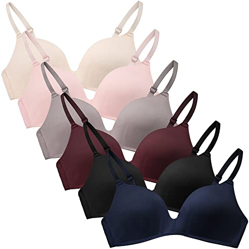 Adigau BHS für Mädchen Teenager Bra 6er Baumwolle Bralette Ohne Bügel Unterwäsche für Kinder Mädchen Sport-BH mit Verstellbarem Schultergurt B1 32 von Adigau