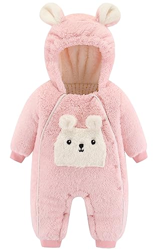 Adigau Baby Winter Schneeanzug Jungen Mädchen Fleeceoverall Strampler mit Kapuze Strampler Einteilige Lange Ärmel Hoodie Overall Säuglings Herbst Winter Body B3 12-18 Monate von Adigau