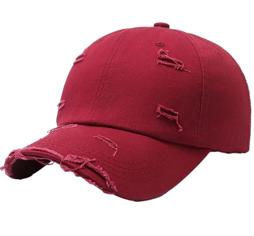 Adigau Baseball Cap Herren Damen Unisex Kappe Modischste Cotton Cap Einstellbare Freizeit Mütze Vintage Golf Sport Outdoor für Männer Frauen Rot von Adigau