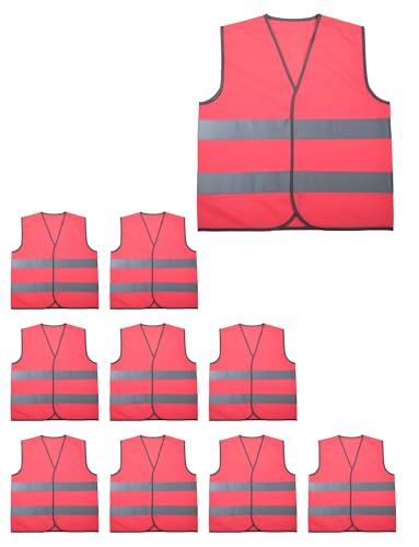 Adigau Bright Hi Vis Vest füR Kinder personalisierte reflektierende Sicherheitsweste hohe Sichtbarkeit Jacken leichtes atmungsaktives Design Hi-Vis reflektierende Weste füR Kinder 10er Pack rosa XL von Adigau