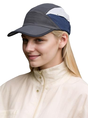 Adigau Damen Atmungsaktive Sommermütze Baseballkappe mit Farbblock Schnelltrocknend Sport Cap Freizeit Baseballmütze Einstellbar für Outdoor Laufen Camping Wandern Grau von Adigau
