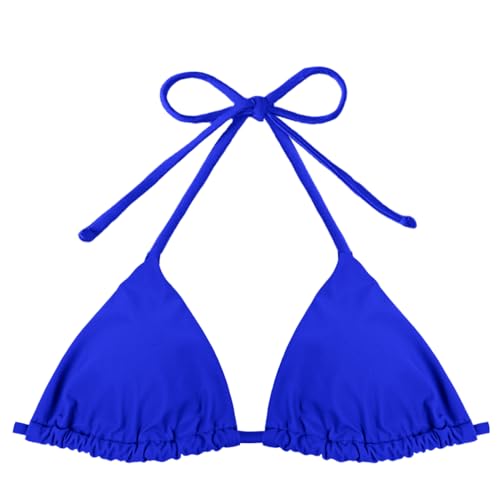 Adigau Damen Badeanzug Top Triangel Bikini Top Rückenfreier Bikinioberteil String Badeoberteil Sexy Bademode Oberteile Push Up Swimsuit für Strand Schwimmbad Blau XXL von Adigau