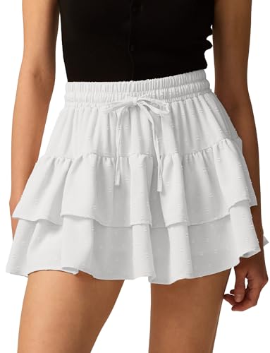 Adigau Damen Faltenrock Sommer Kurzer Rock mit Shorts Sexy Minirock Elegant Rüschen Röcke Hohe Taille Mehrlagige Sommerrock A Line Stretch Freizeitrock Casual Strandrock Weiß M Adigau Damen Faltenrock Sommer Kurzer Rock mit Shorts Sexy Minirock Elegant Rüschen Röcke Hohe Taille Mehrlagige Sommerrock A Line Stretch Freizeitrock Casual Strandrock Weiß M von Adigau